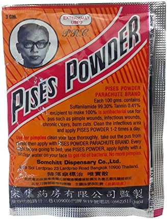 Pises Powder Parachute Acne Treatment Anti Bacterial, Powder Herb Acne Treatment for Anti Bacterial, 3 G.
