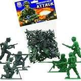  : WWII Plastic Soldier set with 48 Troops! Green American & Gray German 56mm Figures