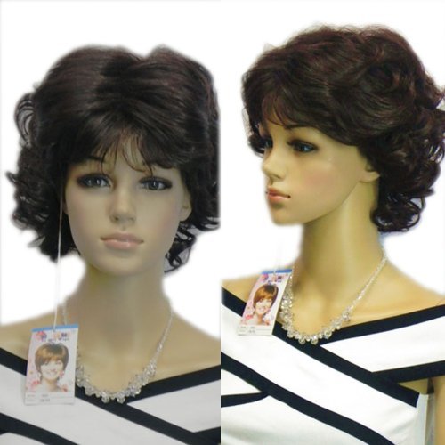QIYUN.Z Elegant Lady Wavy Curly Short Medium Black Natural Looking Full Hair Cosplay Anime Costume Wig