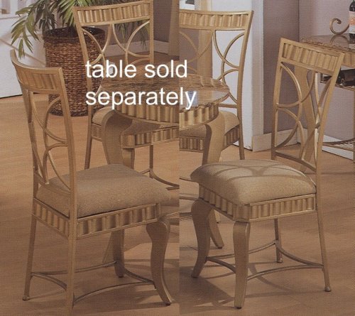 2 Piece Neo Classic Dining Chairs in Wrought Iron with Gold Finish
