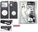 Black Nano Geniune Leather Case + Naztech White Car Charger for Apple Ipod Nano