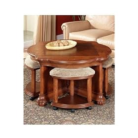 Coffee Table And Four Benches, 20x42x42, CHERRY BURL by Home Decorators Collection