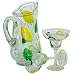 ArtisanStreet's Lemon-Lime Margarita Set. Includes 95 oz Pitcher & Two Glasses. Hand Painted with Luscious Lemons and Limes Design. Made to Order Set Signed by Artisan.