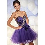 Terani Couture Junior Girls Size 2-16 Purple Beaded Bow Formal Dress