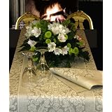 Cross Runner 72-inch Rectangular Jaquard Linen-Cotton, Bisque Color by 