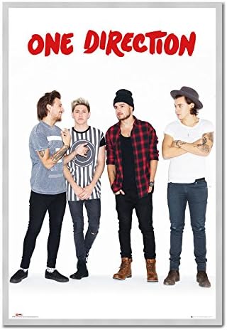 One Direction Without Zayn Portrait Poster Silver Framed & Satin Matt Laminated - 96.5 x 66 cms (Approx 38 x 26 inches)