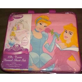 Disney Princess 3 Piece Twin Flannel Sheet Set