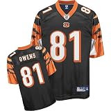 Terrell Owens #81 Black Cincinnati Bengals Reebok NFL Premier All Stitched Replica Jersey - X-LARGE