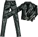 メンズライダース風ジャケットSET 黒 AYM022-BLK