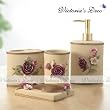Delicate Red Rose 4pc Resin Bathroom Set pack in box