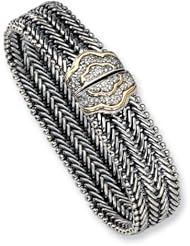 Sterling Silver w/14k Diamond Bracelet