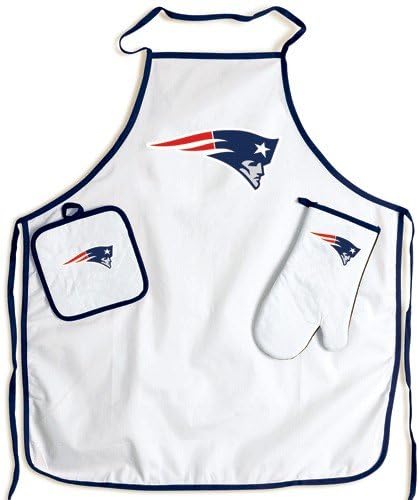 New England Patriots Grilling Apron Set Fan-Friendly Sports Includes Matching Mit And Potholder