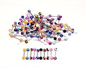 50 x Piercings pour la langue de 20mm, couleurs variées par KurtzyTM TM