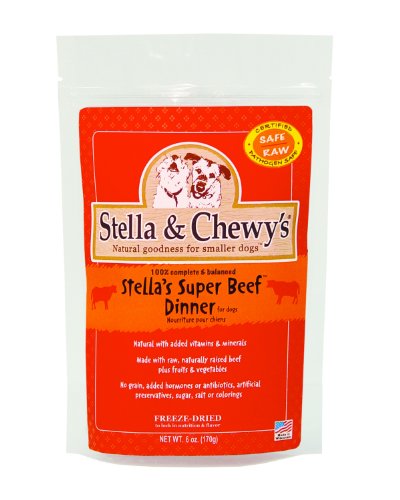 Stella & Chewy's Freeze Dried Dog Food for Adult Dogs, Beef Patties, 12 Count, 6 Ounce Bag
