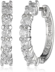 Sterling Silver and Simulated Diamond Hoop Earrings
