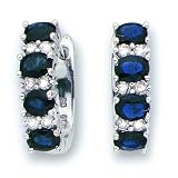 10K White Gold 1/4 ct. Diamond with Alternating 2 ct. Sapphire Huggie Earrings