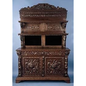 Antique Victorian Carved Oak Sideboard