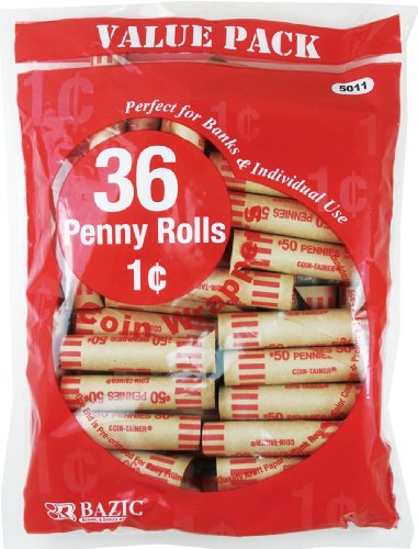 Bazic Penny Coin Wrappers, 36 per Pack (Case of 50)