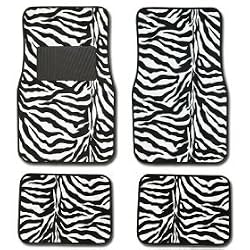 Zebra Animal Print Auto Floor Mat 4 pcs