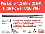 Portable 1.2 mile 500mW High Power USB WiFi 802.11b/g with 1.5x and 3x Boosters