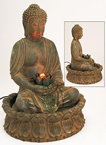 DAFLOXX Quality Fountain Buddha 48Cm High Brown Also For Outdoor Use