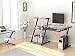 Black Framed Modern Glass Computer Desk with Built In Bookcase