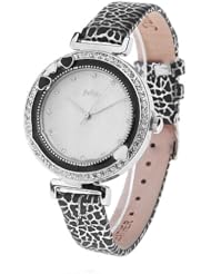 (JULIUS) Fashionable Waterproof Quartz Watch Wrist Watch Timepiece with Leather Strap for Women - Black SWWM1-121797