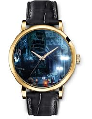 SPRAWL Aanalog Fashion Series Gold Ladies Watches of Genuine Black Leather Strap,Unique Wrist Watch for Women Girls Designed with The night city