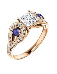 14K Rose Gold Round Cut Diamond and Tanzanite Ring -- LIFETIME WARRANTY
