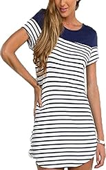 Sexy Polyester Short Sleeves Striped Print  Dress