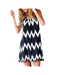 Polyester Striped Print Backless Open-Back Prom Dress/Mini Dress 