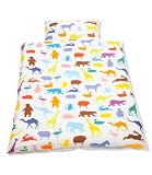 Pinolino 630529-0 - Bett- und Kopfkissenbezug f&uuml;r Kinderbetten, 'Happy Zoo'