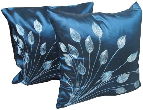 (DOUBLE) 2 BEAUTIFUL SPRING FRESH TULIP FLOWER THROW CUSHION COVER/PILLOW CASE HANDMADE BY THAI SILK FOR DECORATIVE SOFA, CAR AND LIVING ROOM SIZE 16 X 16 - 17 X 17 INCHES