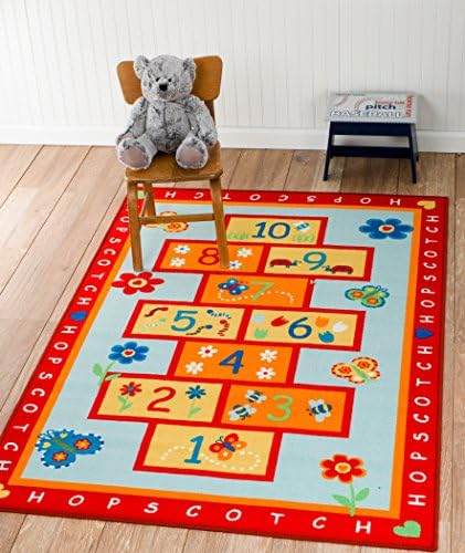 Kids HOPSCOTCH Play Area Rug ACTIVITY RUG 4'x6' Actual 3'.11''x5'.5''- Nice Size - Printed Area Rug with Non Skid Backing 47 Inches By 65 Inches