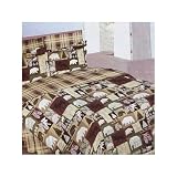 Patchwork Plaid Brown Burgundy Green White Cabin Bear Moose Twin Kids Comforter Sheet Set