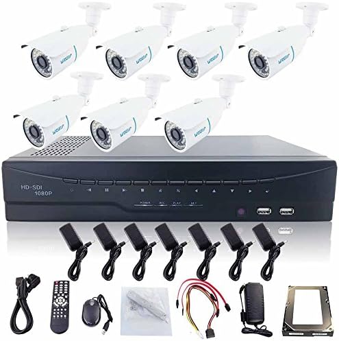 Wiseup 7Ch 720P HD-SDI Camera Kit Realtime HD-SDI DVR Kit CCTV Security System 3TB HDD