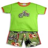 Mis Tee V-us - Boys Short Sleeve Short Set, Green, Orange