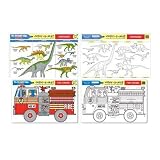 Melissa & Doug Write-A-Mat Dinosaurs and Fire Engine 2 Placemats Bundle