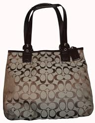 Women's Coach Purse Handbag Soho Signature North/South Tote Khaki/Mahogany