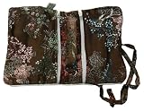 Chinese brocade fabric medium jewelry roll with ring holder - assorted colors