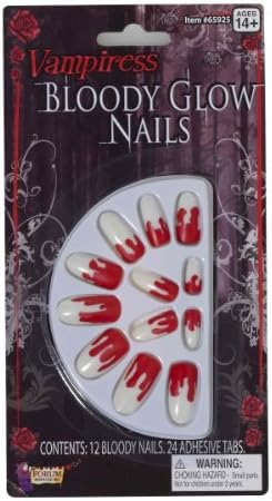 Vampire Bloody Glow Nails (Pack of 12)