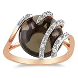 Sterling Silver, Pink Rhodium Plated, Diamond and Smokey Quartz Ring, (.06 cttw, GH Color, I2-I3 Clarity)