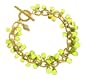 18k Yellow Gold Peridot (40 ct tw) Briolette Bracelet w/ Diamond Charm (.20 ct tw, G, VS) and Toggle by Diana Heimann