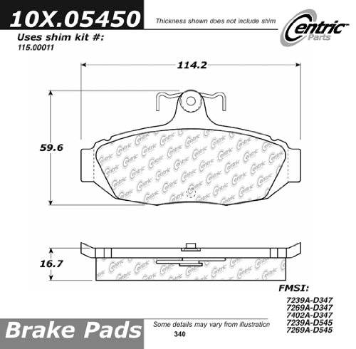 Centric Parts, 100.05450, OEM Brake Pads