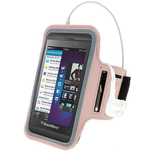 iGadgitz Pink Reflective Anti-Slip Neoprene Sports Gym Jogging Armband for BlackBerry Z10 Smartphone Cell Phone On Sale