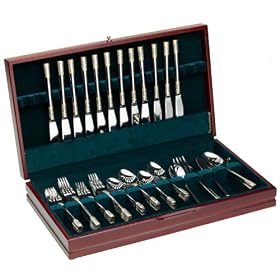 Wallace Corsica Gold-Accent 65-Piece Stainless-Steel Flatware Set with Chest, Service for 12