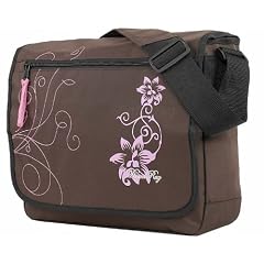 Daniel Ray // HIBISKUS FLOWER // Messenger Bag Laptoptasche Notebook Tasche - Braun Rosa Pink