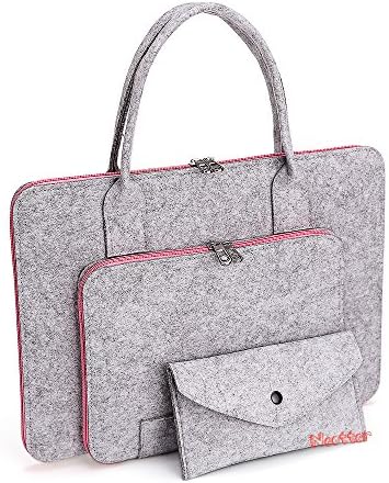 Neotter 11-11.6 inch Felt Carrying Case Cover Bag for MacBook/ Ultrabook/ Netbook/ Laptop/ Surface Pro 4, 3, 2 - Grey + Pink