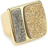 Marcia Moran Titanium and Gold Square 18k Gold