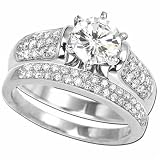 14Kt White Gold Stylish Diamond Bridal Ring Set (Center stone is not included)